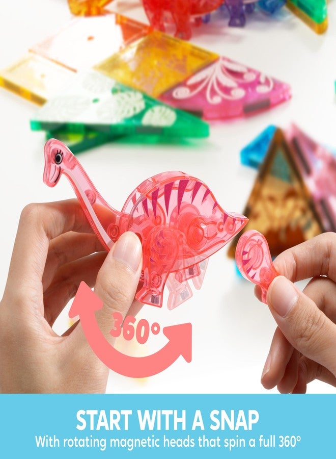 SYNCFUN Magnetic Building Tiles Dinosaur Set for Kids, 50PCS Including 5 Cute Dinosaurs, Educational STEM Toy for Boys & Girls Ages 3-5 4-8, Christmas Birthday Party Gift for Toddlers - Image 5
